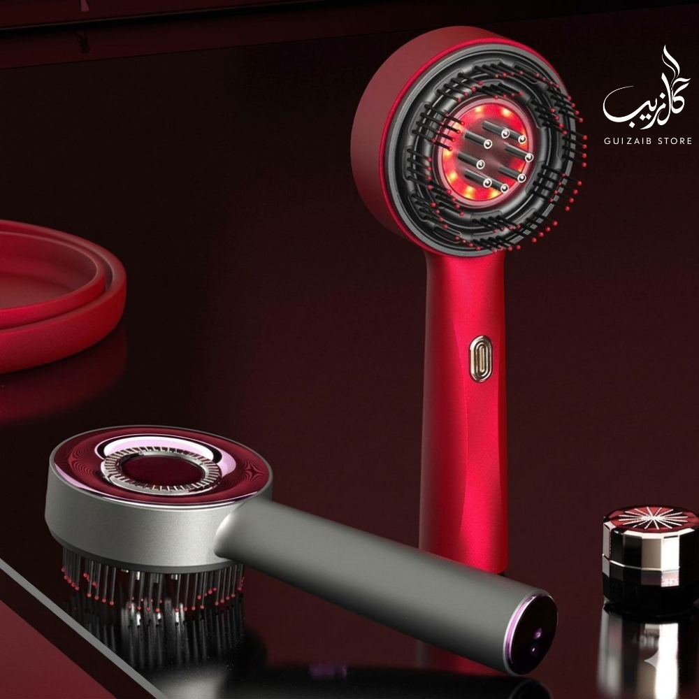 Magnetic Oil Dispensing Massage Comb with Red Light Therapy